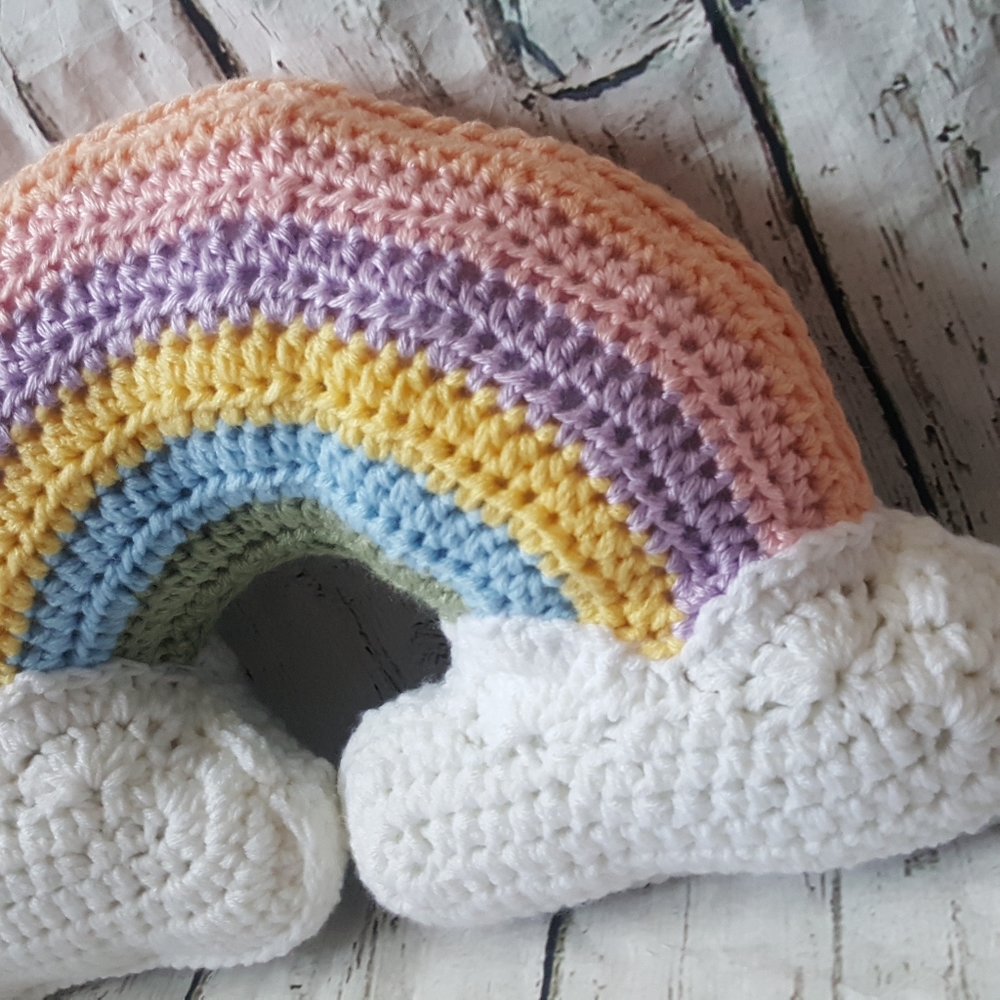Crochet Rainbow Throw Pillow/Nursery decor - Picture 12 of 16